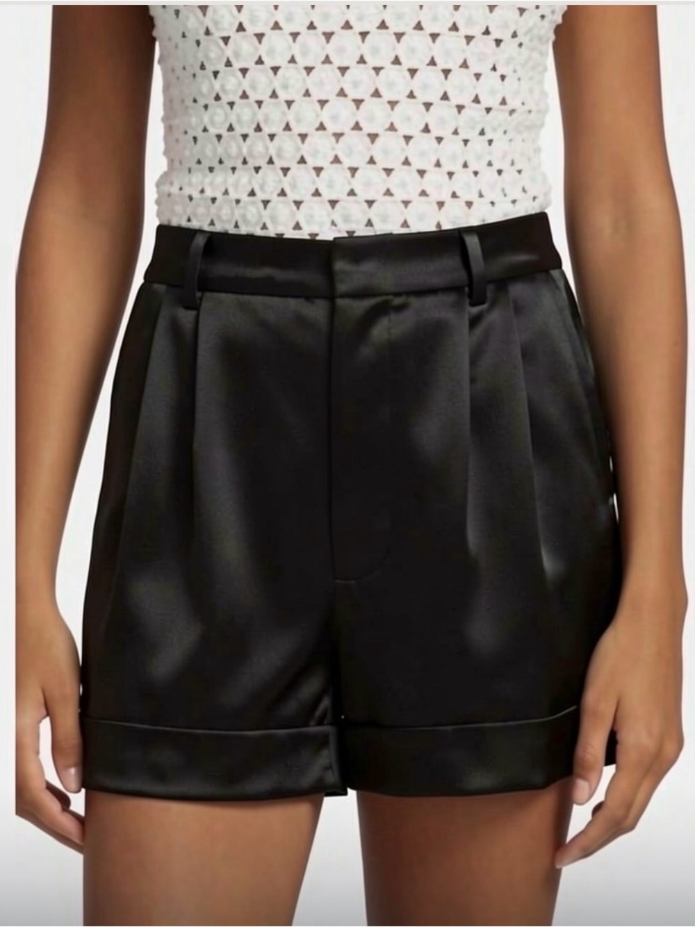 Grayse black satin trouser shorts